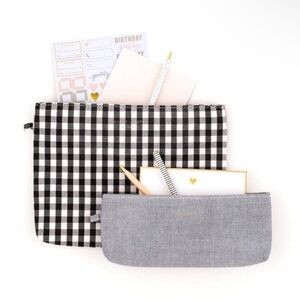 Stylish Black and Gray Storage Pouch Set